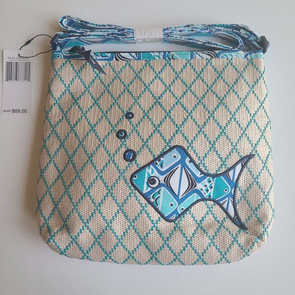Vera Bradley Handbags - Vera Bradley Beach Crossbody Go Fish Blue Adjustable Strap Purse Summer Tropical